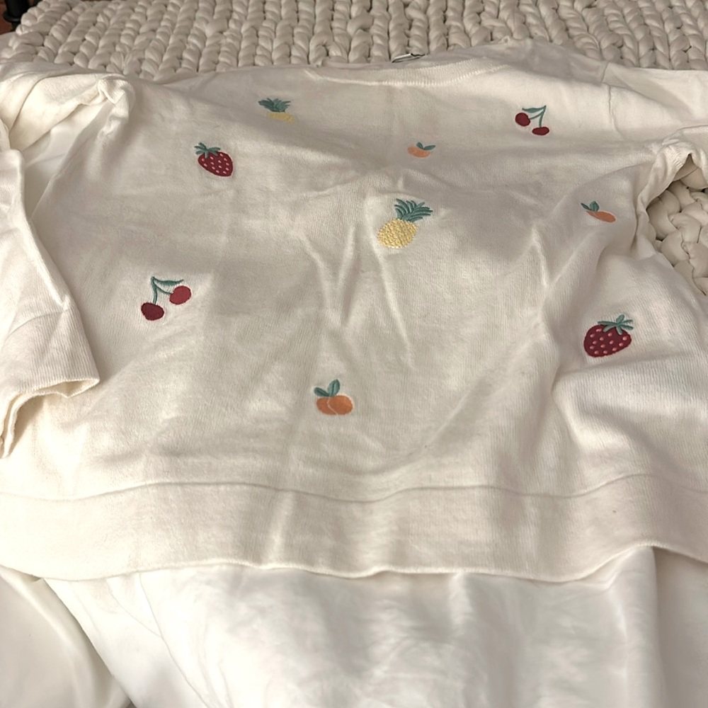J.Crew Teddie Sweater Embroidered Fruit Crewneck